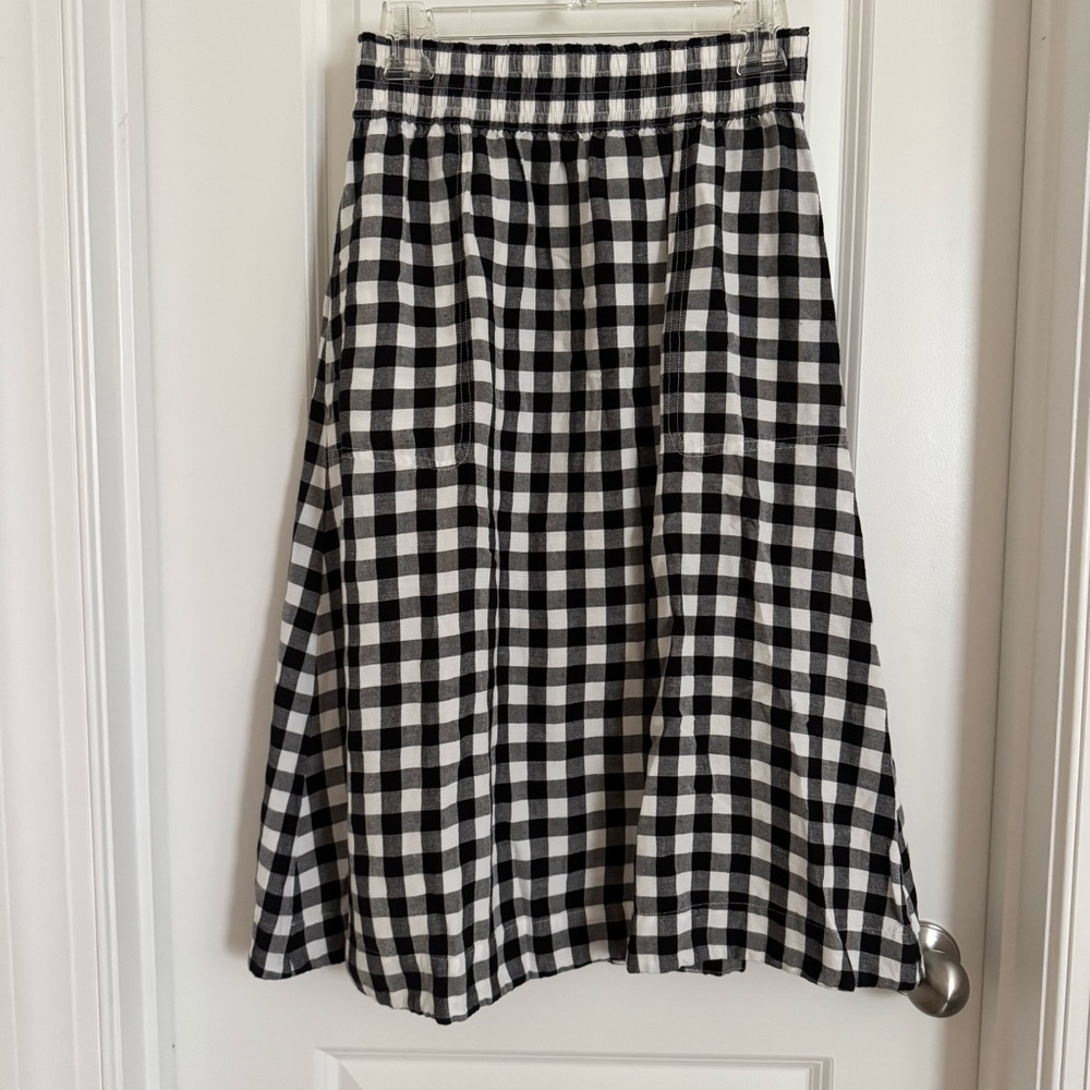 Black and White Gingham A-Line Skirt